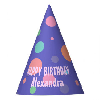 Fun Purple Party Hat with Colourful Polka Dots