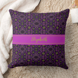 Fun Purple Pattern Monogrammed Cushion