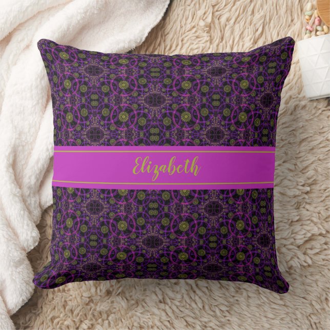 Fun Purple Pattern Monogrammed Cushion (Blanket)