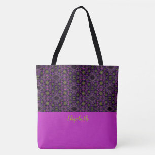 Fun Purple Pattern Monogrammed Tote Bag