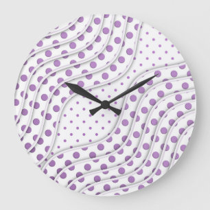 Fun Purple Polka Dot Design Large Clock