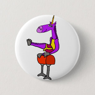 Fun Purple Unicorn on Pommel Horse Gymnastics Art 6 Cm Round Badge