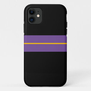 Fun Purple Yellow Racing Stripes Black Background Case-Mate iPhone Case