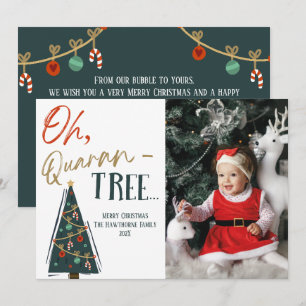 Fun Quarantine Christmas Tree Custom Photo Holiday Card