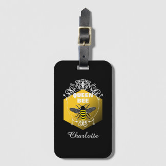 Fun Queen Bee Vintage Inspired Modern Personalised Luggage Tag