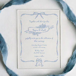Fun Quirky Hand Drawn Doodle Wedding Acrylic Invitations