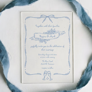 Fun Quirky Hand Drawn Doodle Wedding Acrylic Invitations
