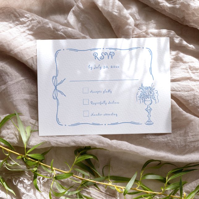 Fun Quirky Hand Drawn Doodle Wedding RSVP Card (Creator Uploaded)
