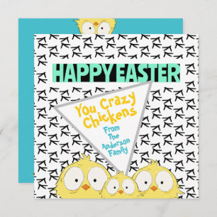Fun Quirky “Happy Easter You Crazy Chickens”  Holiday Card