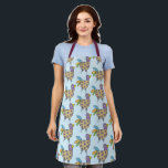 Fun Quirky Hen Chicken Doodle Pattern Blue  Apron<br><div class="desc">Colourful repeat doodle pattern of a hen on light blue background.</div>