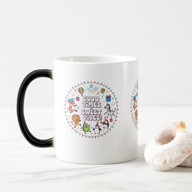 Fun & Quirky Holiday Vector Tee Magic Mug (With Donut)