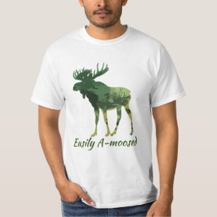 Fun Quote Easily Amoosed Camouflage Moose T-Shirt