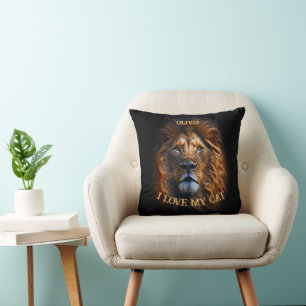 Fun Quote "I Love My Cat" Custom Name Throw Pillow