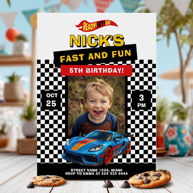 Fun Racing Car Birthday Party Invitation (Creator Uploaded)