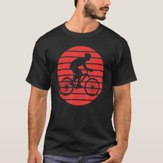 Fun Racing Cyclist Silhouette On A Red Sunset Back T-Shirt