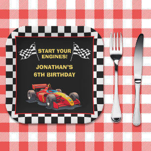 Fun Racing Driver Birthday Boy Paper Plate