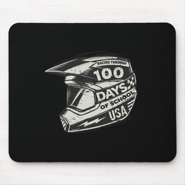 Fun Racing Through 100 Days of School - Race Helme Mouse Pad (Front)