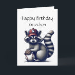 Fun Racoon Grandson Baseball Birthday Animal Card<br><div class="desc">Fun Racoon Grandson Baseball Birthday Animal</div>