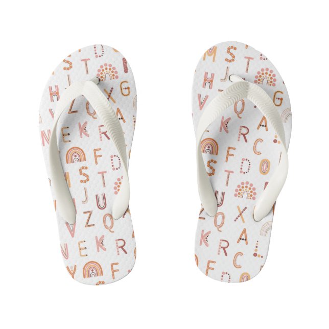 Fun Rainbow Alphabet Pattern Kid's Jandals (Footbed)