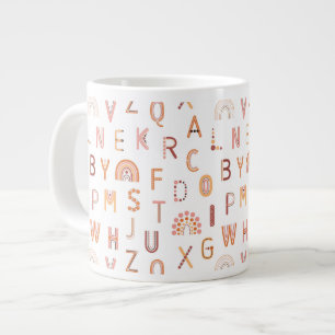 Fun Rainbow Alphabet Pattern Large Coffee Mug