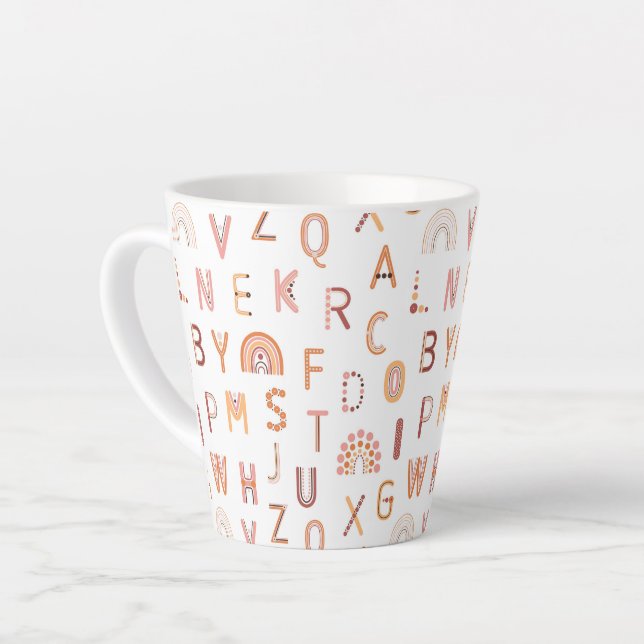 Fun Rainbow Alphabet Pattern Latte Mug (Left Angle)