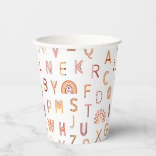 Fun Rainbow Alphabet Pattern Paper Cups