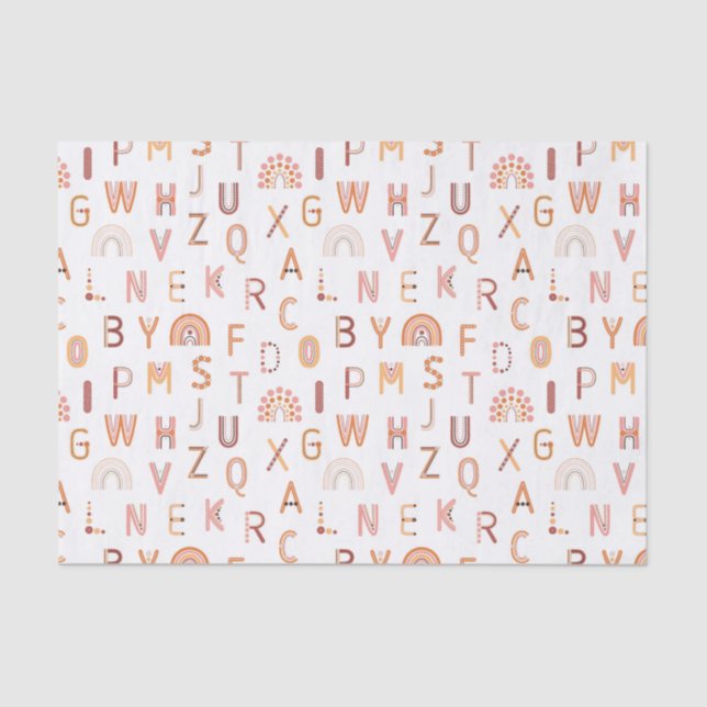 Fun Rainbow Alphabet Pattern Tissue Paper (Front)