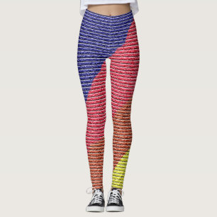 Fun Rainbow Bricks Pattern Colourful Leggings