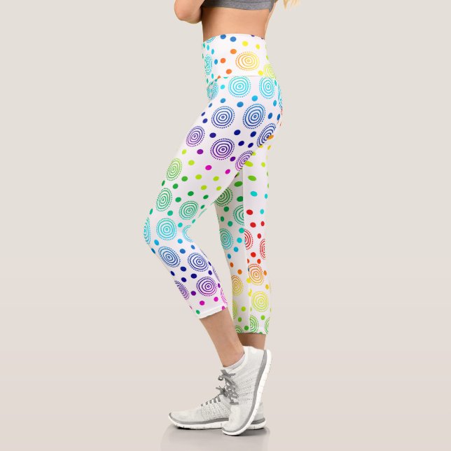 Fun Rainbow Circles Capri Leggings (Left)