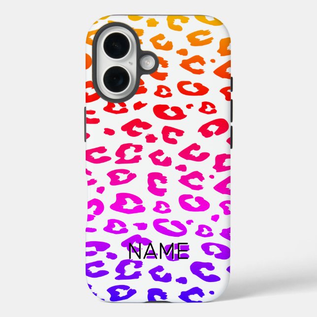 Fun rainbow colour wild leopard print custom Case-Mate iPhone case (Back)