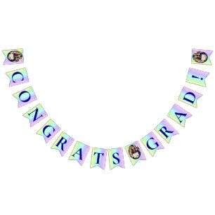 Fun, Rainbow Colourful Stripes Graduation Photo Bunting