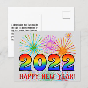 Fun, Rainbow Colours 2022 + "HAPPY NEW YEAR!" Postcard