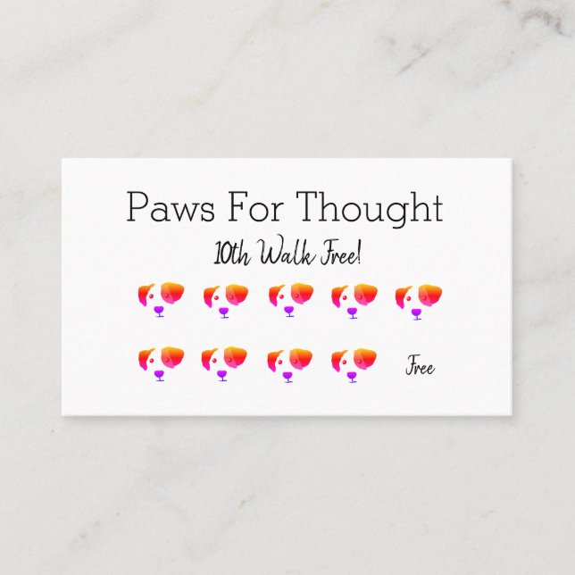 Fun Rainbow Dog walking Dog Grooming Loyalty Card (Front)