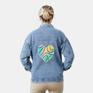 Fun Rainbow Heart Women's  Denim Jacket
