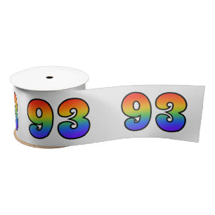 Fun, Rainbow Pattern "93" Event Number (Grey) Satin Ribbon