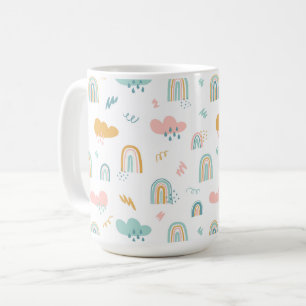 Fun Rainbow & Rain Cloud Pattern Coffee Mug