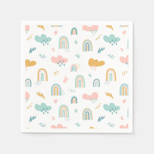 Fun Rainbow & Rain Cloud Pattern Napkin