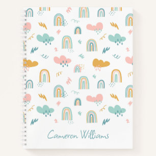 Fun Rainbow & Rain Cloud Pattern Notebook