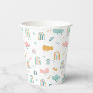 Fun Rainbow & Rain Cloud Pattern Paper Cups