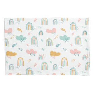 Fun Rainbow & Rain Cloud Pattern Pillowcase