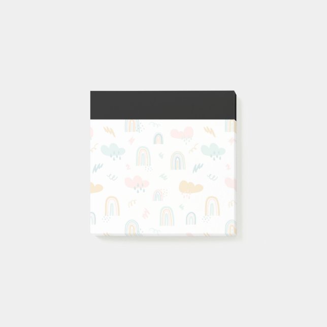 Fun Rainbow & Rain Cloud Pattern Post-it Notes (Front)