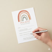 Fun rainbow rustic RSVP wedding response card