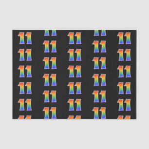 Fun Rainbow Spectrum Pattern "11" Event Number Tissue Paper