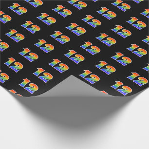 Fun Rainbow Spectrum Pattern "12" Event Number Wrapping Paper