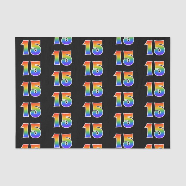 Fun Rainbow Spectrum Pattern "15" Event Number Tissue Paper (Front)