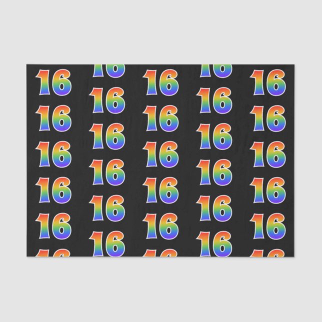 Fun Rainbow Spectrum Pattern "16" Event Number Tissue Paper (Front)