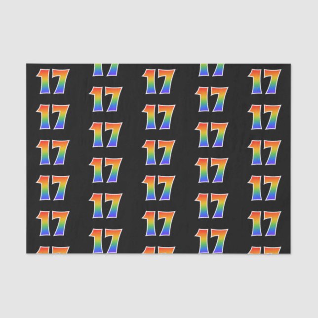 Fun Rainbow Spectrum Pattern "17" Event Number Tissue Paper (Front)