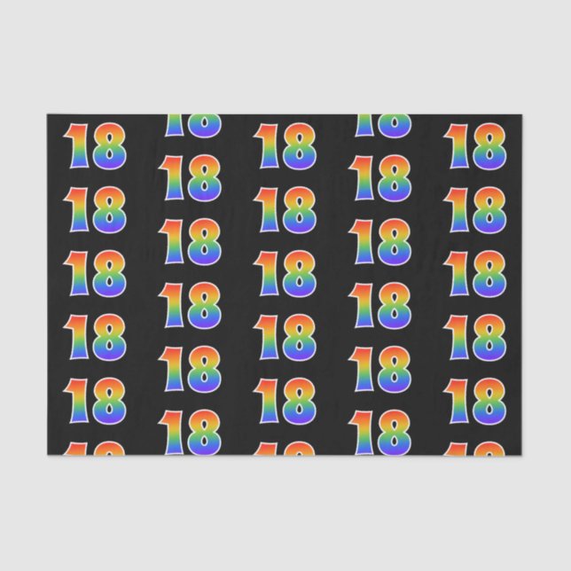 Fun Rainbow Spectrum Pattern "18" Event Number Tissue Paper (Front)