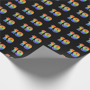 Fun Rainbow Spectrum Pattern "19" Event Number Wrapping Paper