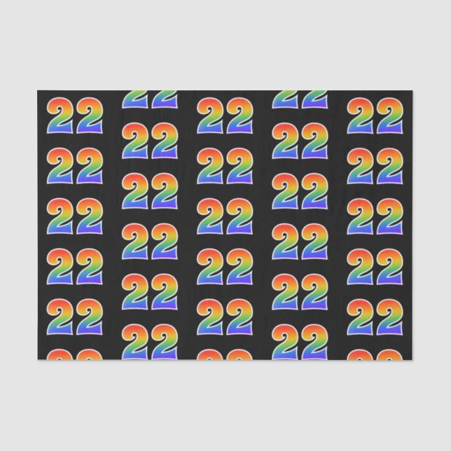 Fun Rainbow Spectrum Pattern "22" Event Number Tissue Paper (Front)